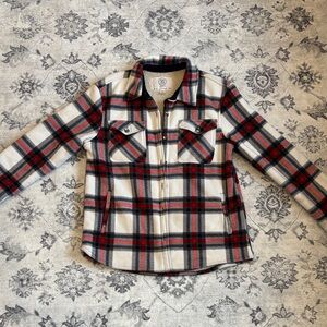 Cascade Collective Plaid Button Down Shirt - Red, Black, White